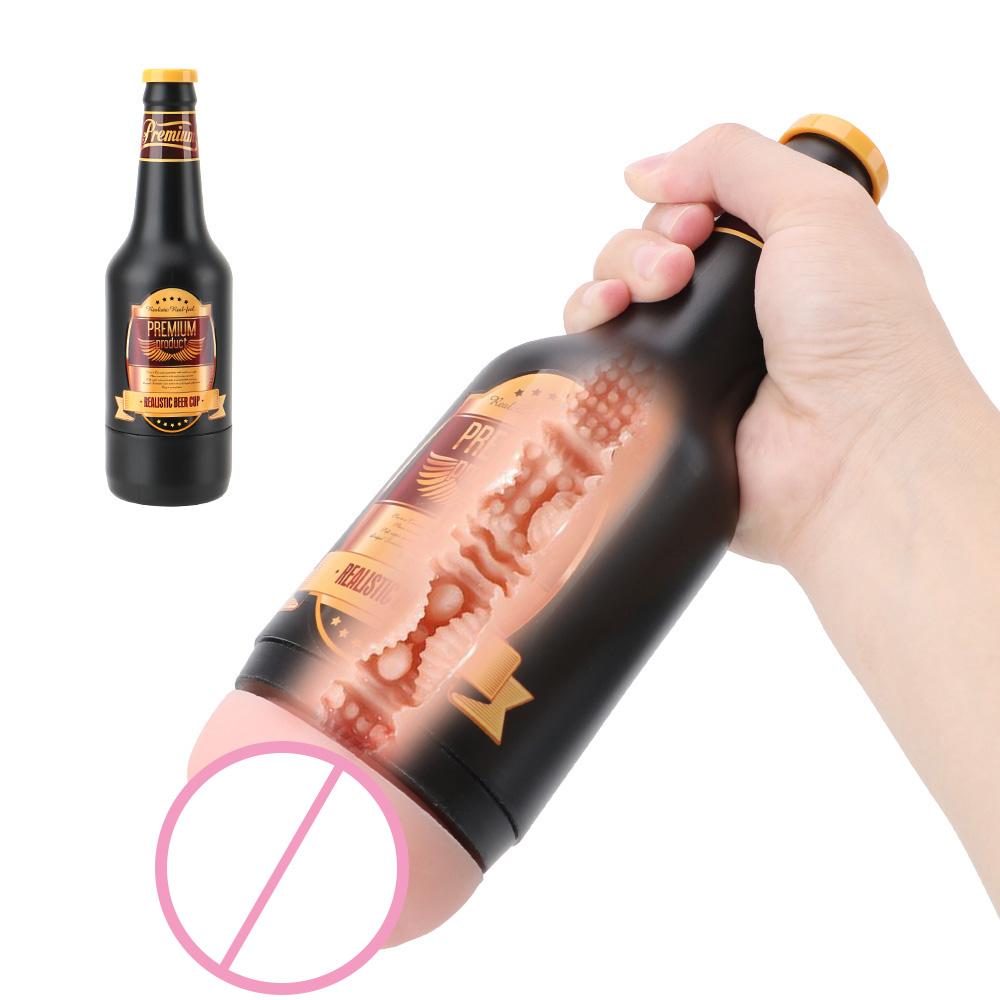 Manual Male Masturbator Soft Ora Pussy Real Vagina Portable Beer Bottle Sex Toys for Men Gift Erotic Adult Toy Sex Machine