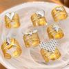 Stainless Steel Angel Wing Ring Unisex Color Block Heart Star Multi-layer Stackable Open Ring Punk Wide Non-fade Hand Jewelry