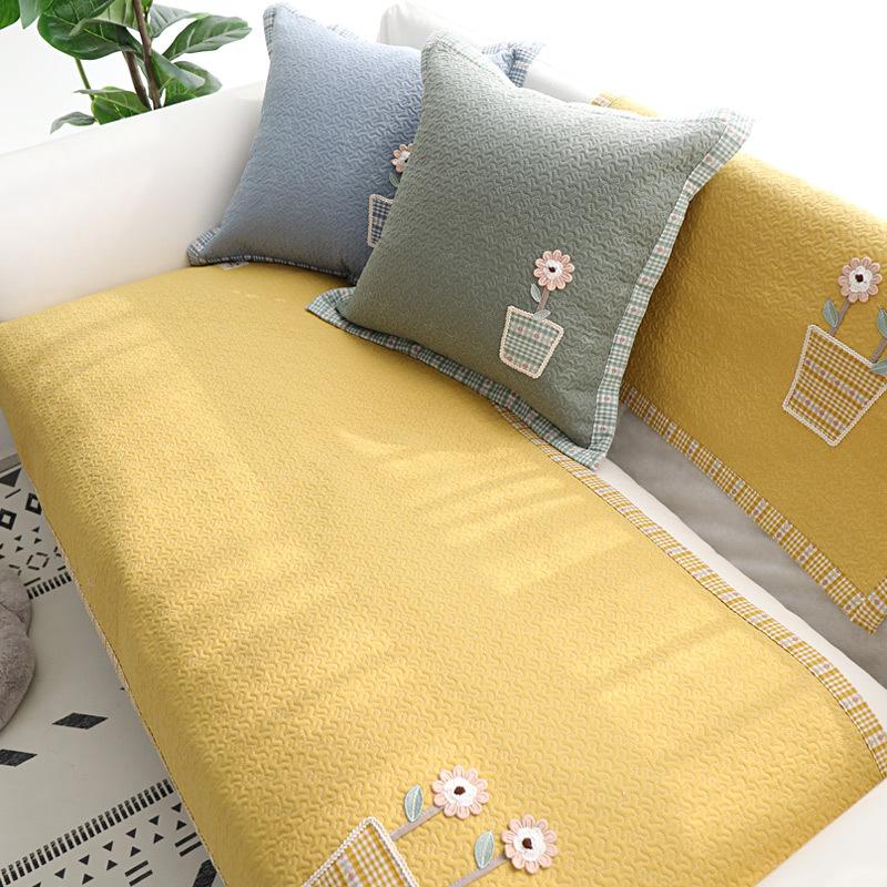 

Подушка для дивана с подсолнухом, хлопковая домашняя ткань, чехол для дивана с цветком, универсальная противоскользящая подушка на четыре сезона 50*50cm