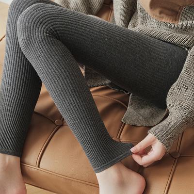 Slim Leggings Autumn Women High Waist Casual Trousers Knitted Ribbed Thicken Solid Elasticity Thermal  Ankle-Length Leggins