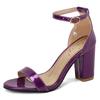 Lackleder Damen Sandalen Sommerschuhe Blockabsatz Peeptoe Pantoletten Knöchelriemen Schwarz Rot Party Tanz Hochzeitsschuhe Weiblich