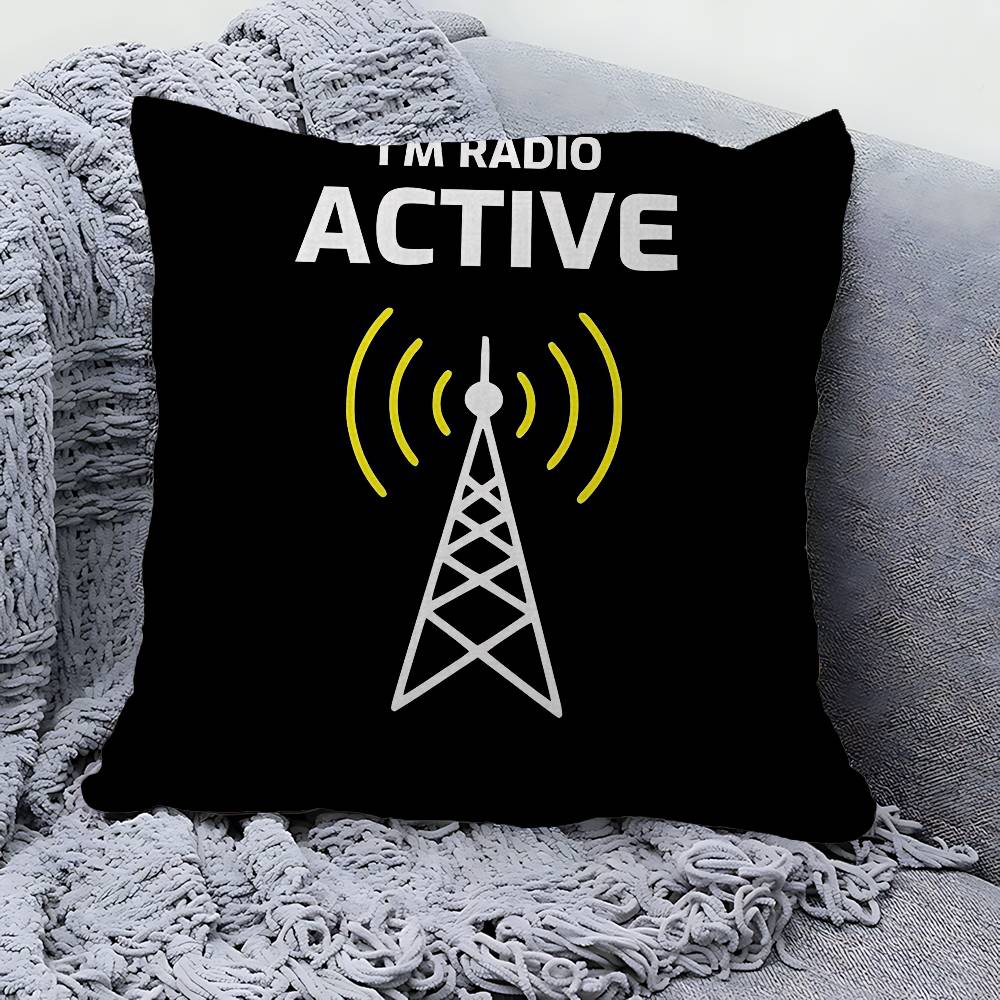 Licensed H-Ham Retro Radio Cushion Cover Pillowcase Upholstery Sofa Throw Pillow Home Decor Pillowcas