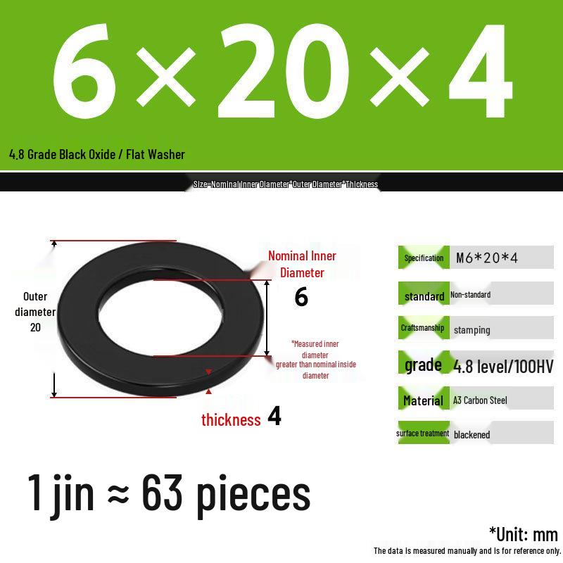 Blackened Enlarged Thickened Metal Washer - M3-M42