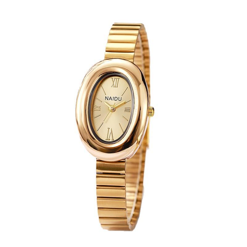 New Women's Oval Gold Quartz Watch - Stylish and Popular in Southeast Asia