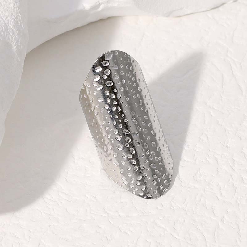 Stainless Steel Metal Wide Geometric Open Rings For Women Men Exaggerated Gold Color Irregular Texture Rings Jewelry Gift 2024