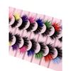 8 Pairs Colored False Eyelashes, 3D Mink Faux Lashes With Color Tips, Dramatic Fluffy Volume Strip Lashes Colorful Lash Extensions For Makeup