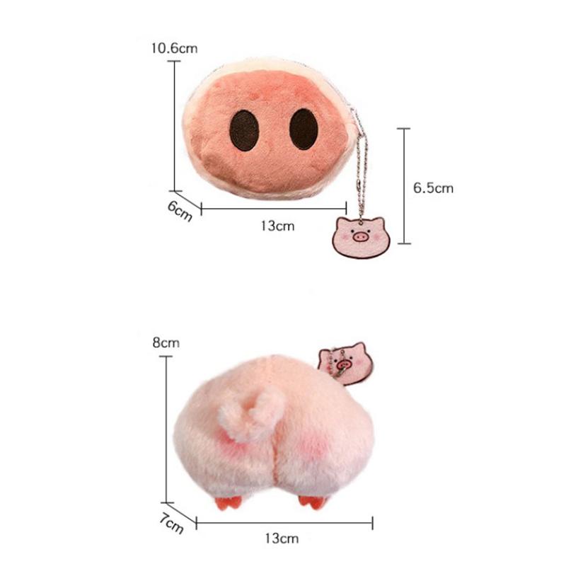 Cartoon Kawaii Mini Pig Nose Wallet Cute Lovely Pig Butt Plush Coin Purse Women Bag Pendant Keychain Accessories