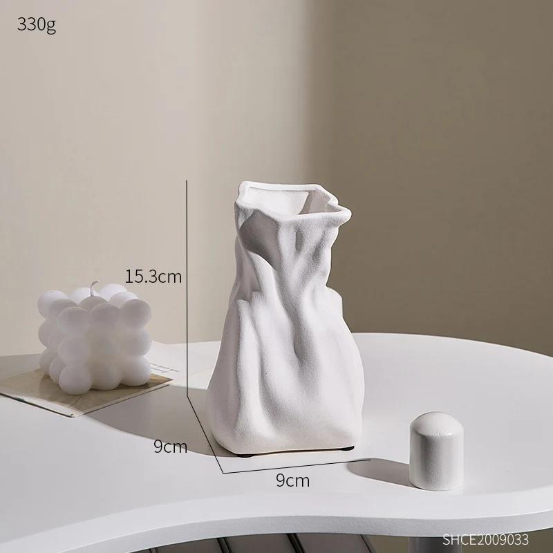 Light Luxury Irregular Ceramic Flower Vase Living Room Decor Office Bookshelf Ornaments Flower Arrangement Vases Indoor Artwork