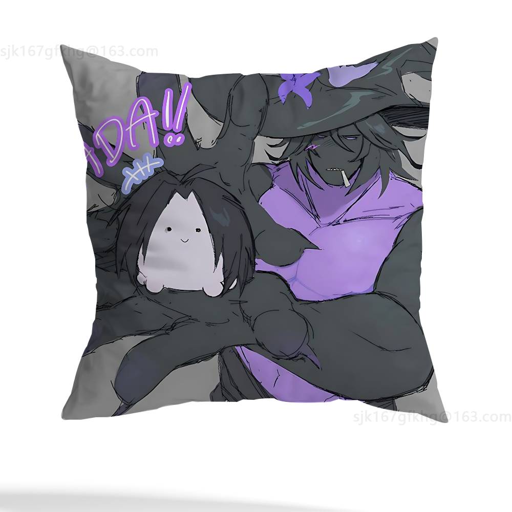A-Azure Anime Pillow Case Square Double-Sided Printing Short Plush Sofa Cushion Cover Bedroom Bedside Pillow