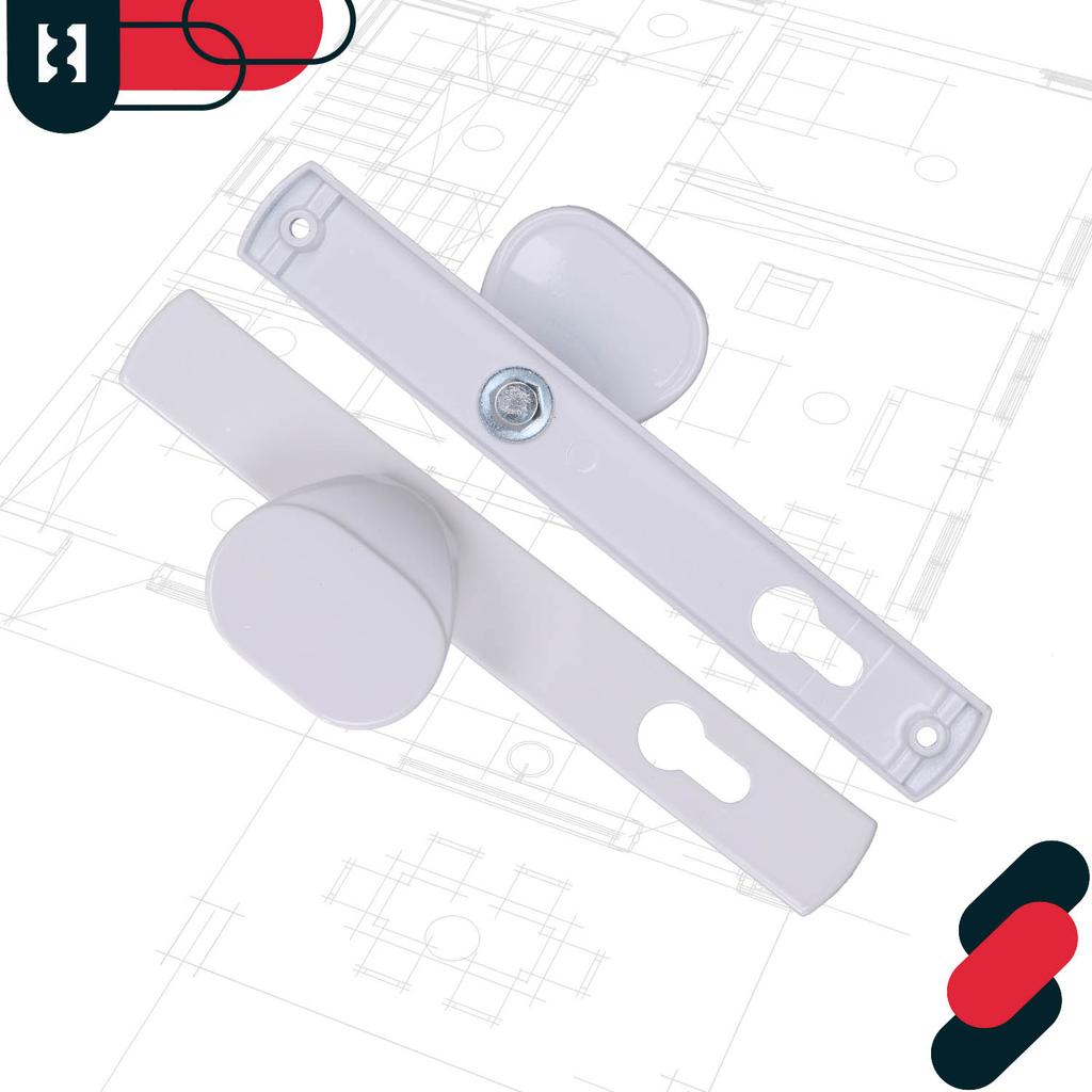 Handle For Gate Door Long Plate Aluminum White 90 Mm