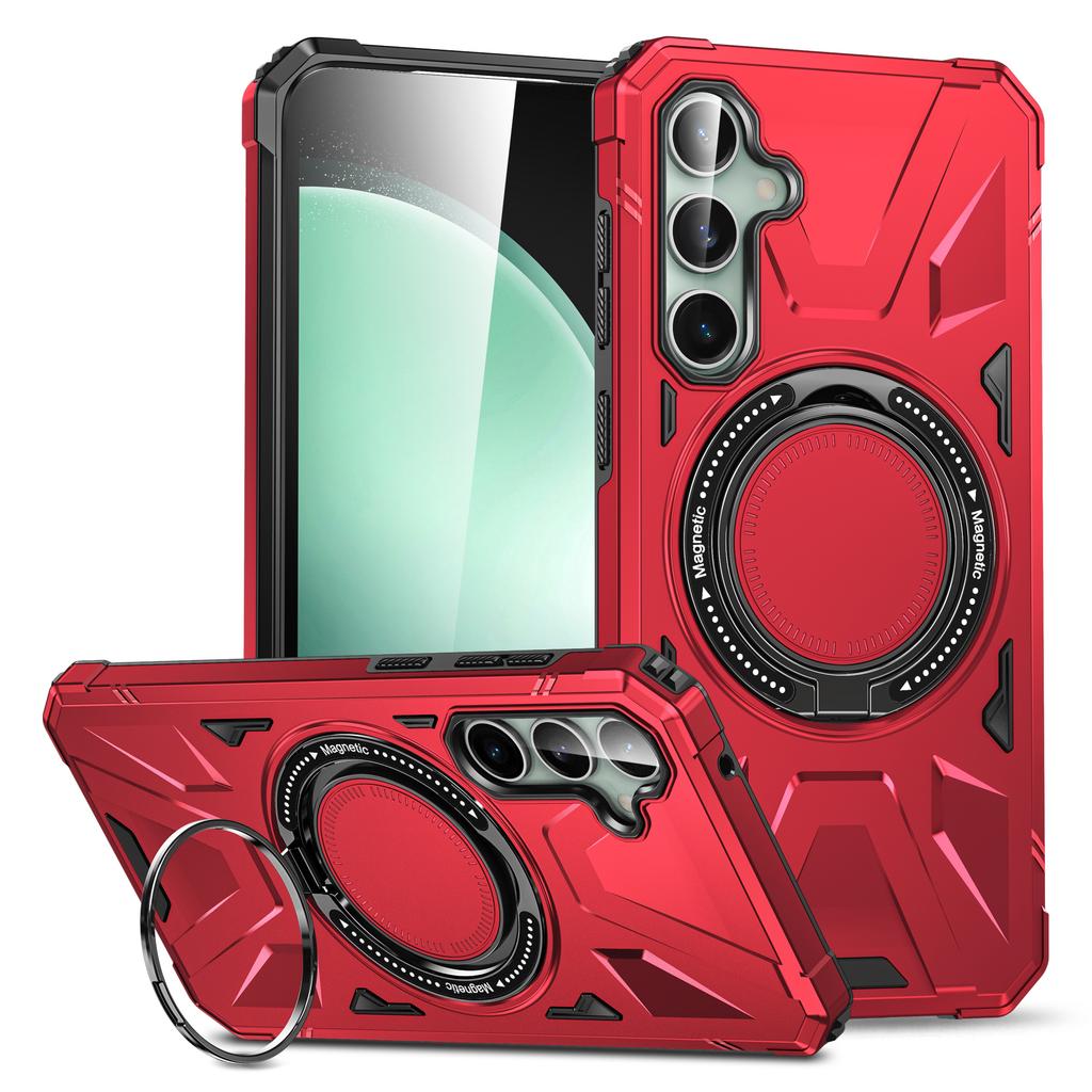 For Samsung Galaxy S23 FE Case TPU+PC Rotating Kickstand Phone Cover Built-in Magnetic Holder Metal Sheet