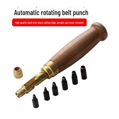 Ensemble d'outils de poinçonnage automatique pour ceinture en cuir DIY - 6 têtes rondes interchangeables
