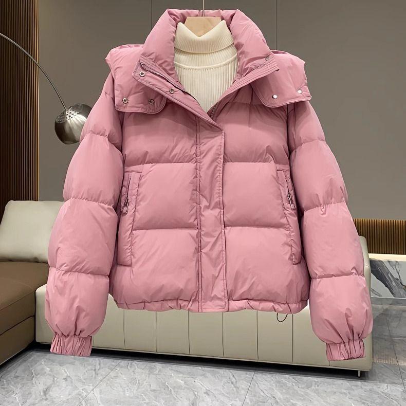 Women Short Puffer Jacket with Hood Winter Warm Thick Cotton Coat Fashion Outwear