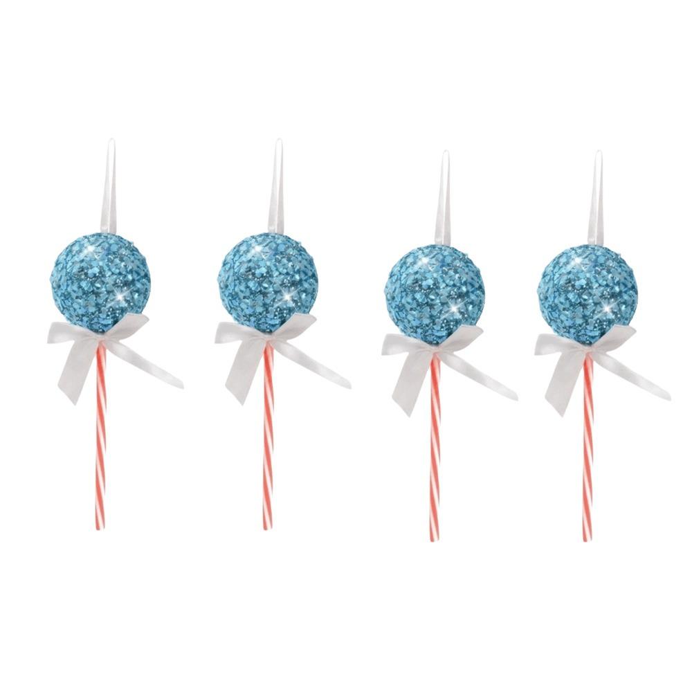 4PCS Sequins Bow Christmas Balls Pendants Foam Ball Fake Lollipop Xmas Decorations Wedding Party