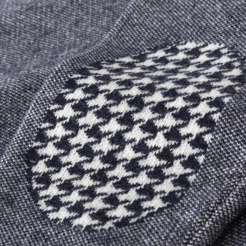 Hengyuanxiang Men's 100% Wool Colorblock Round Neck Knit Sweater