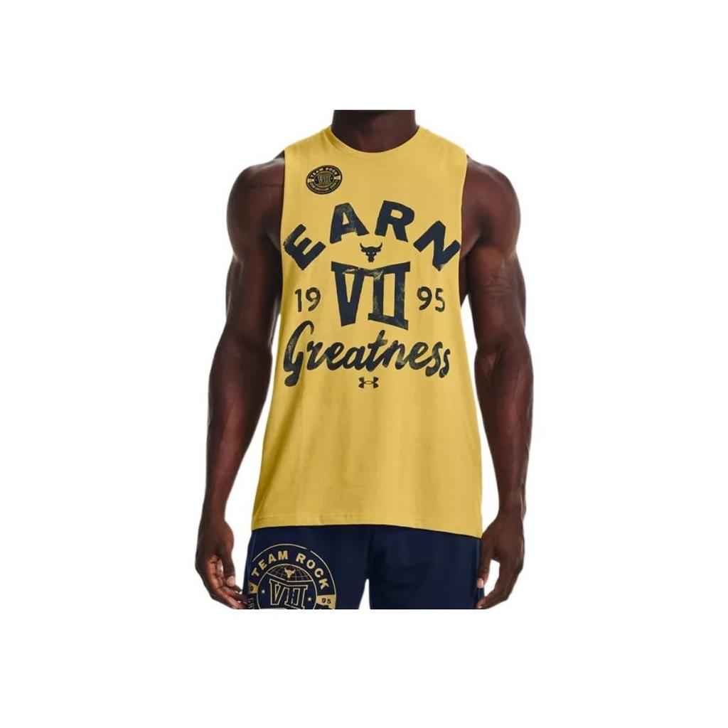 Under Armour Letter Print Sports Basketball Vest Men Tops Yellow 1370478-760
