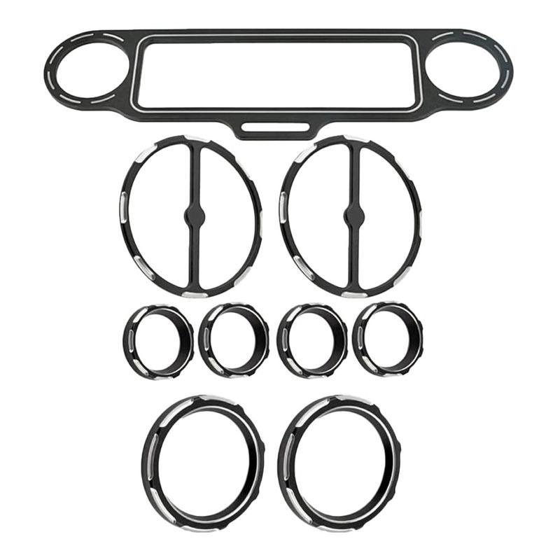 Motorcycle Speedometer Bezels Horn Cover Speaker Stereo Accent Trim Ring for Harley Touring Electra Street Glide Trike 1996-2013