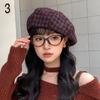 Retro Kontrastfarbene Karomuster-Baretts für Damen Japanisch Personalisierte Vielseitige Gesichtsbetonende Kleine Literarische Malerhüte