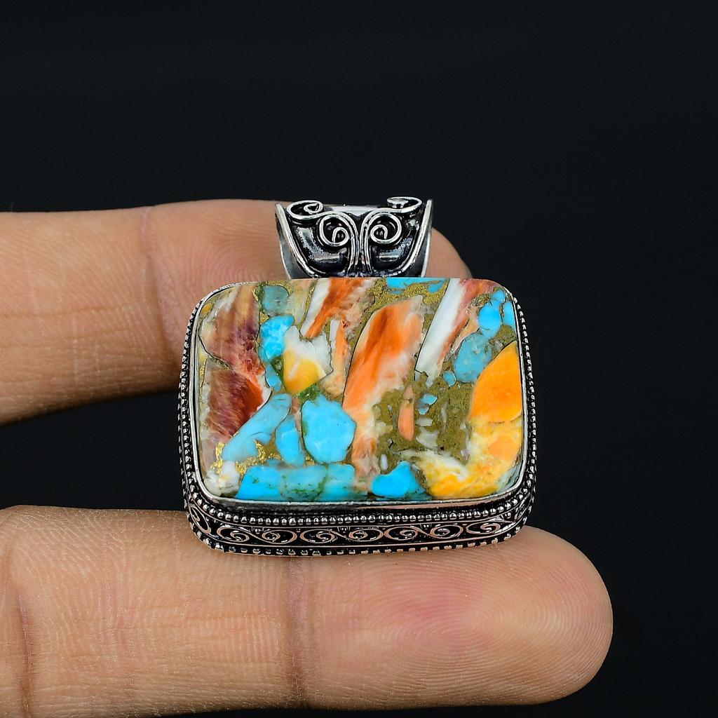 Spiny Oyster Handmade 925 Sterling Silver Jewelry Pendant 1.4" J9F91