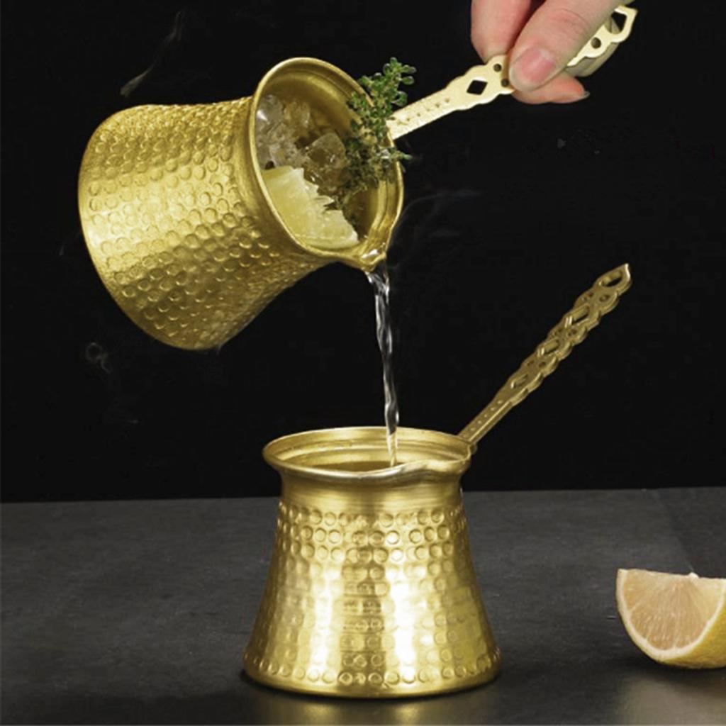 Χειροποίητο Επινικελωμένο Χάλκινο Τουρκικό Μπρίκι Καφέ Ανθεκτικός Βραστήρας με Χερούλι Τσαγιέρα Σταξίματος Κούπα Καφέ για Κουζίνα Σπίτι Μπαρ Γραφείο