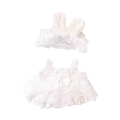 Niannyyhouse 10cm-15cm 20cm Abiti di Peluche Copricapo Bianco Salopette Gonna Abito da Sposa Outfit per Bambola di Cotone (20 centimetri)
