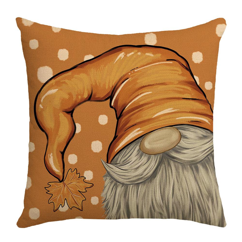 New Cartoon Autumn Maple Leaf Gnome Pillow Cover Hand-painted Farm Car Sofa Pillow Cover