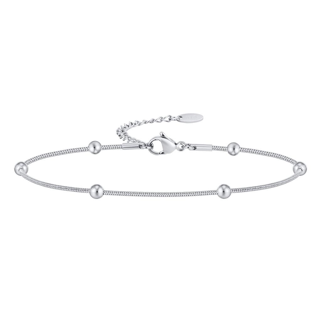 Adjustable Satellite Beaded Anklet Bracelets for Women ,Stainless Steel Summer Beach Foot Chain Stainless Steel Waterproof