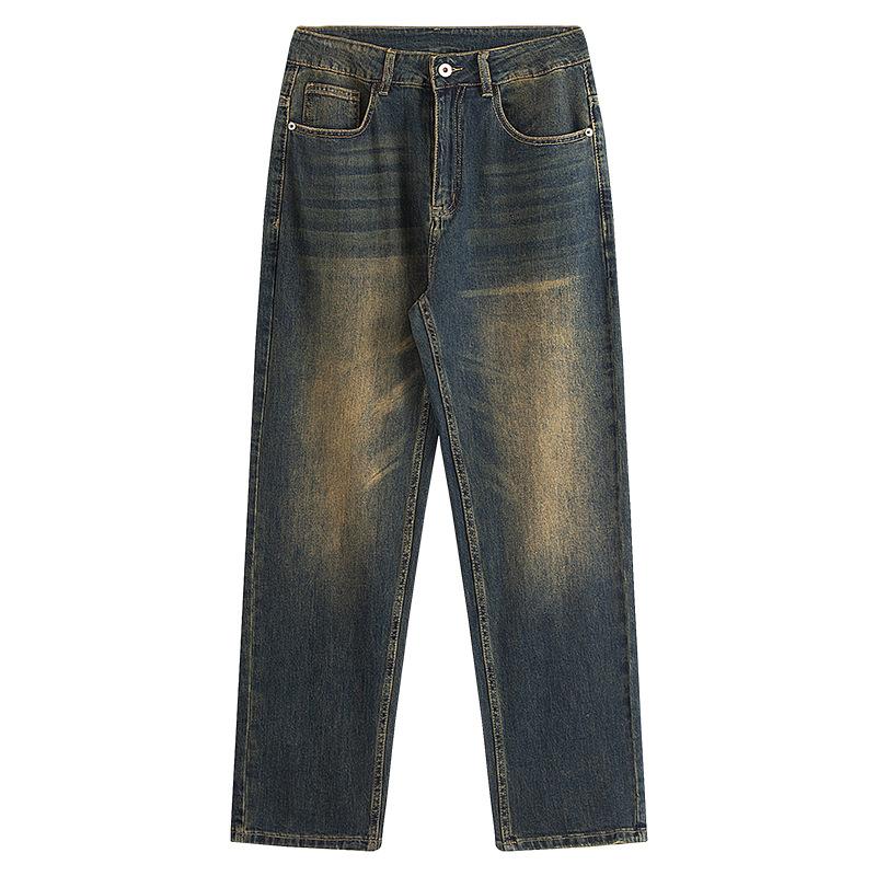 Four Season Wearable New Men'S Jeans, American Retro Pants, High Street Loose Casual Straight Leg Pants, Denim Pants