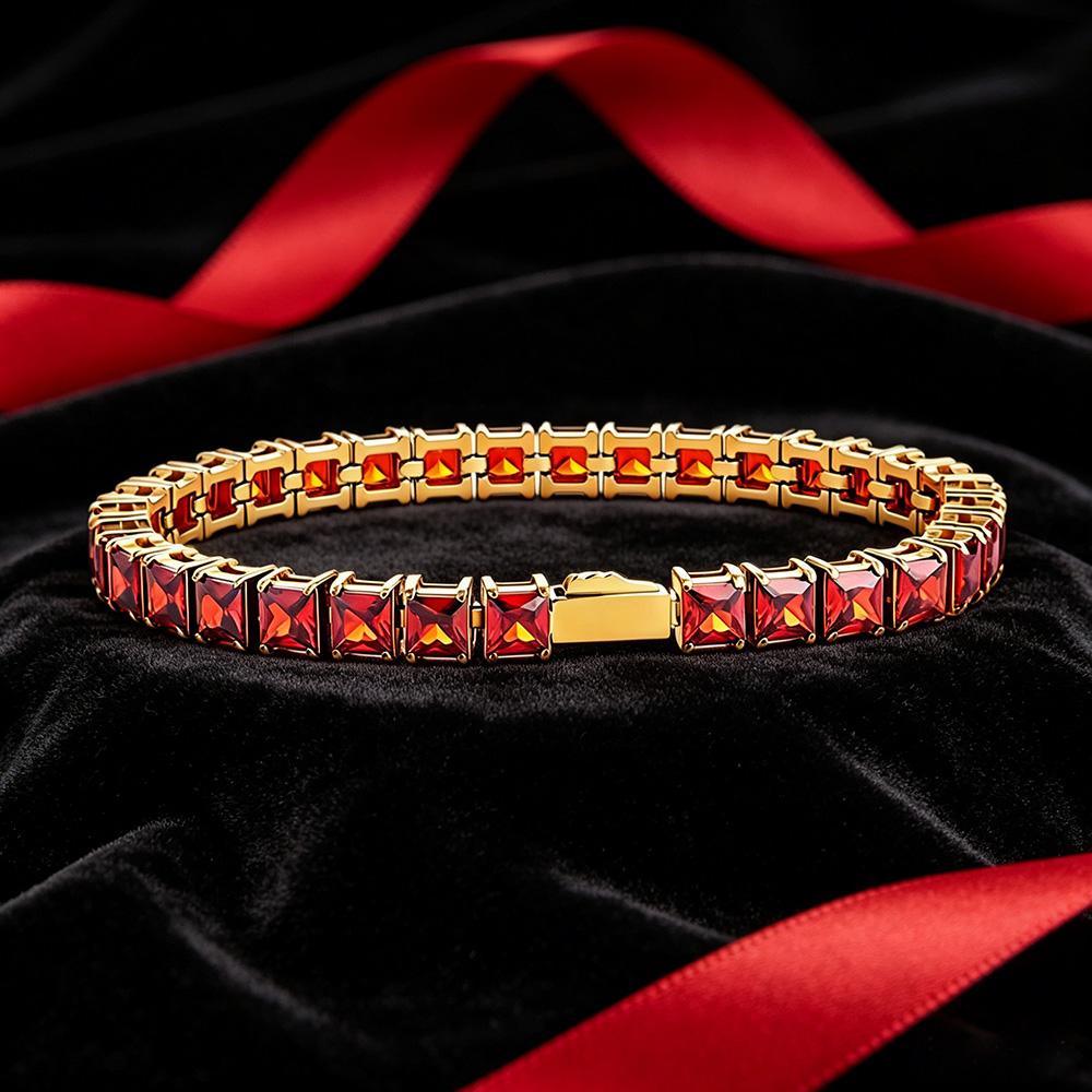 Multi-colored fashionable 4mm wide tennis chain, zircon sparkling hip-hop style exquisite jewelry bracelet for men and women