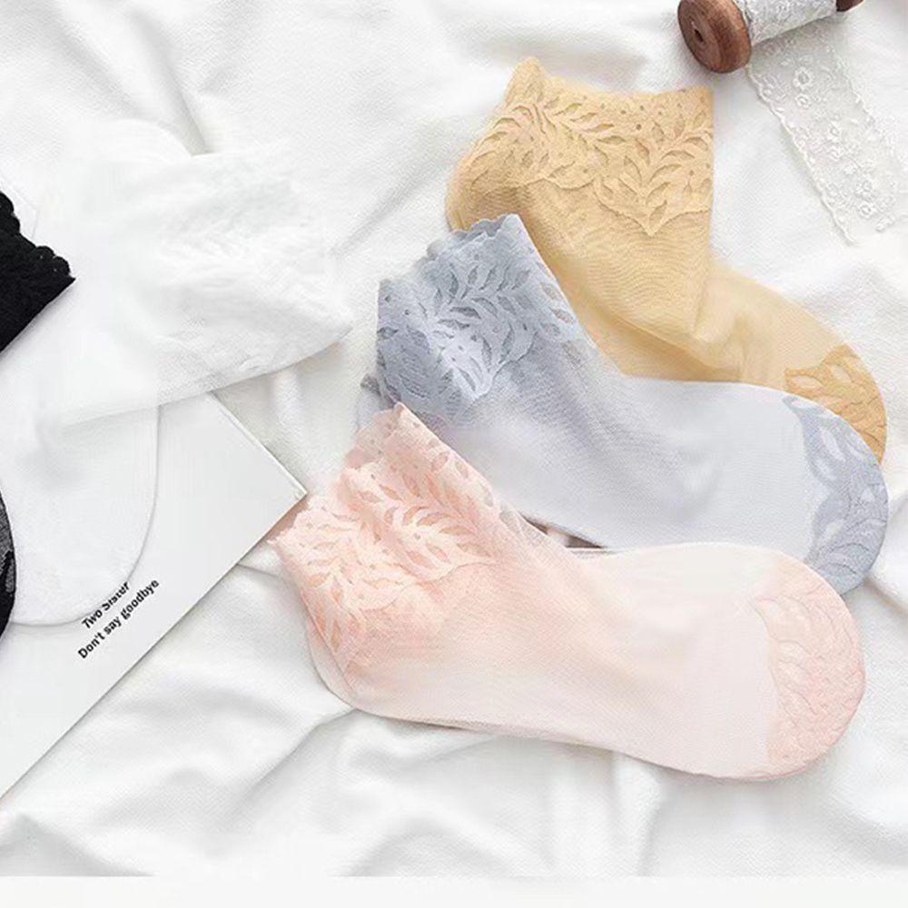 

Носки-лодочки с принтом из нейлоновых листьев Эластичные прозрачные носки Кружевные носки Женские носки Ультратонкие чулочно-носочные изделия