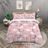 3pcs Pink Cute Dog Themed Pattern Printed Bedding Set, 1*duvet Cover+2*pillowcase,for Teenagers and Adult Bedroom, Birthday Gift
