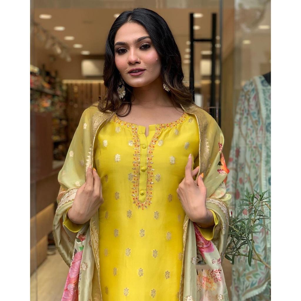 Indian Pakistani Designer Kurti Set Women Bollywood Party Wear Kurta Pant Set VNA-2314