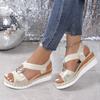 New Sandals Women's Metal Buckle Hemp Rope Wedge Platform Fish Mouth Sandals Women's Plus Size