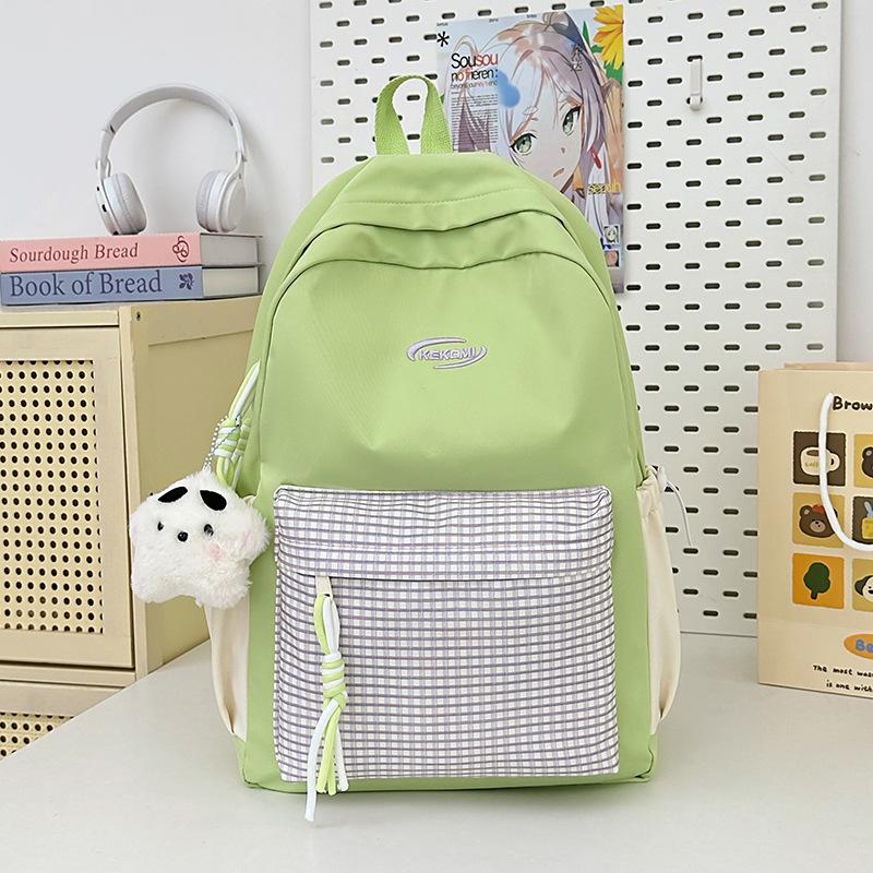 School bag ins fresh plaid candy color girl school bag junior high school casual versatile large capacity