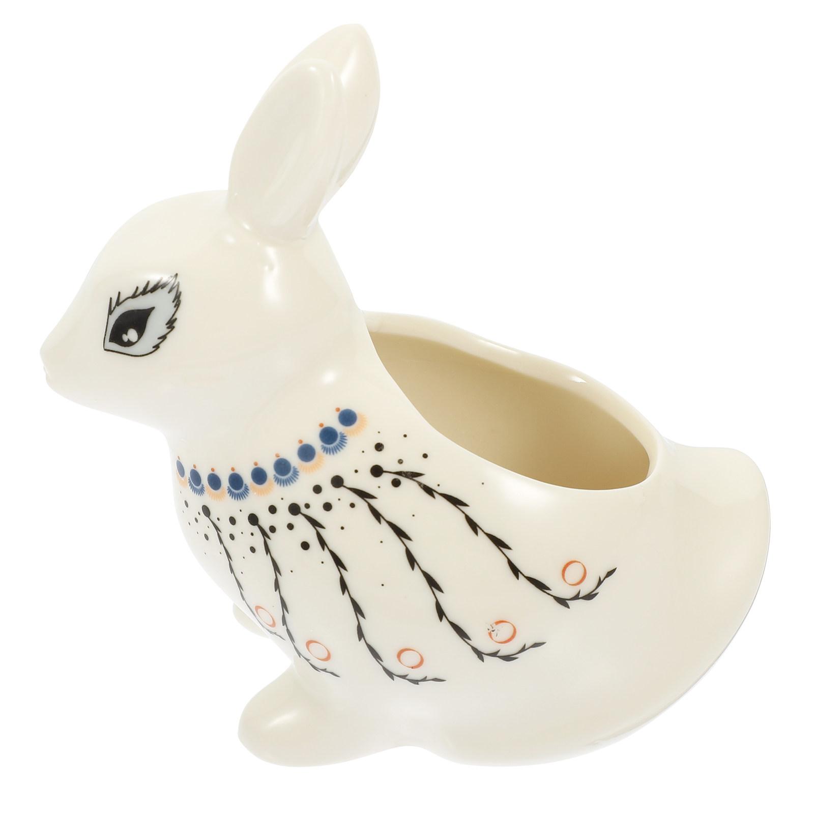 

Ceramic Flowerpot Cartoon Rabbit Shape Sturdy Material for Nursery Garden Balcony Office Home Decoration and Planting 13.5X13.5X7.5CM