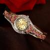 Yousheng Women Bracelet Watch Luxury Colorful Rhinestone Ethnic Style Elegant Round Vintage Ladies Girls Dress Wristwatch Fashion Jewelry Birthday