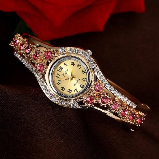 Yousheng Women Bracelet Watch Luxury Colorful Rhinestone Ethnic Style Elegant Round Vintage Ladies Girls Dress Wristwatch Fashion Jewelry Birthday