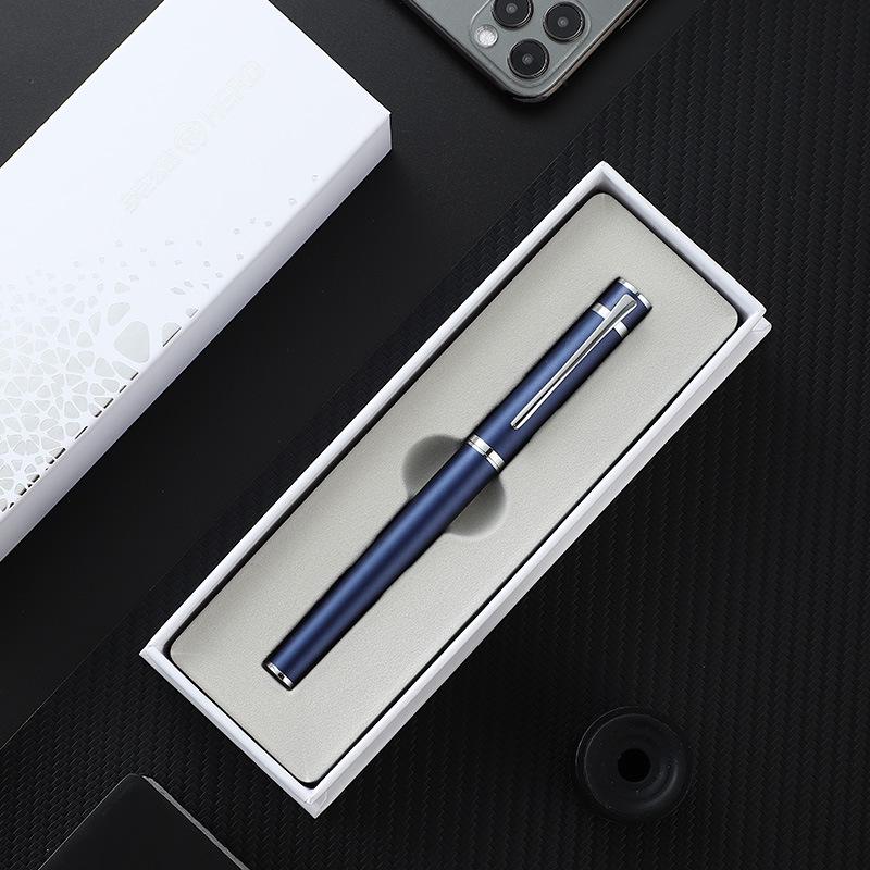 Hero H605C Metal Barrel Black Clip Fountain Pen & Ink Set for Business Office, Custom Engravable 0.5mm