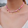 Boho 26 Bokstäver Rosa Polymerlera Pärlhalsband För Kvinnor Alfabet Initial Namn Choker Smycken