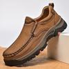 Men's Thick Sole Wear-Resistant Leather Hiking Loafers - Slip-On Casual Shoes