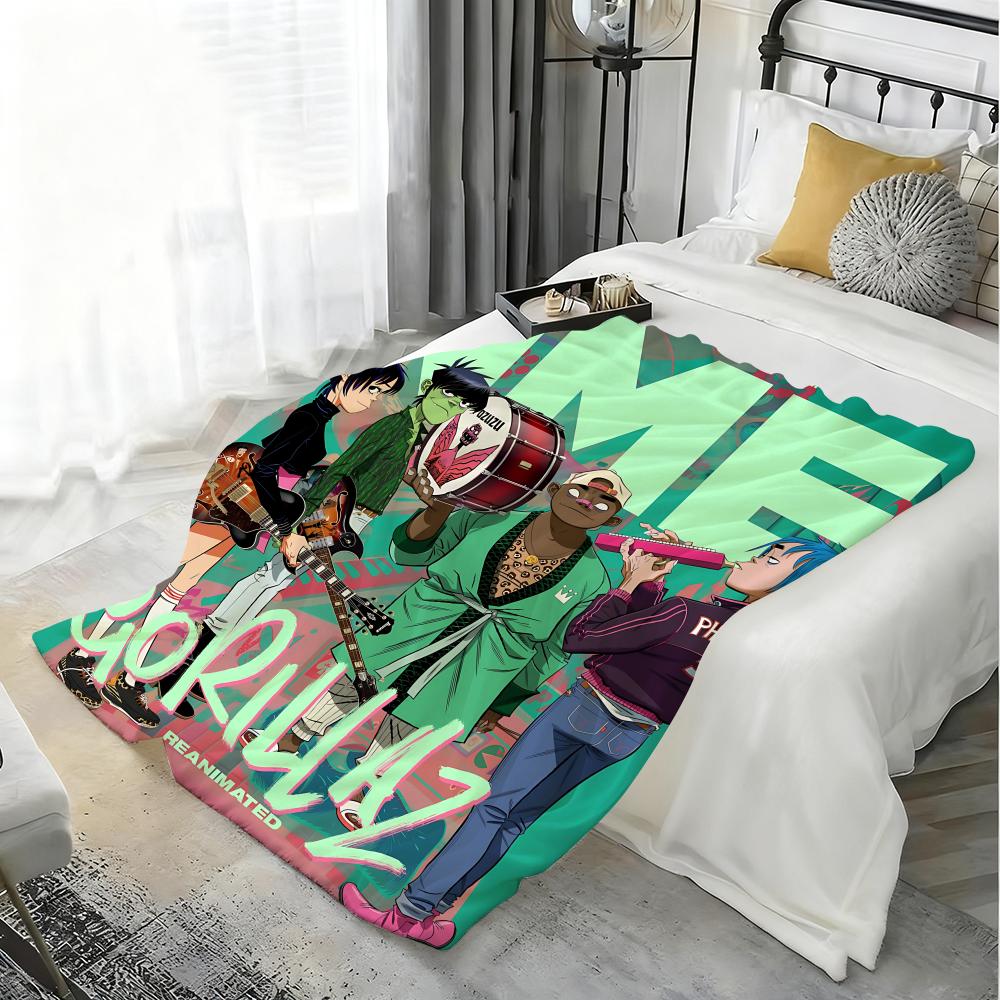Band G-Gorillaz Throw Lightweight 240g Flannel Blanket Soft Skin-friendly for Summer Cooling 75cmx90cm