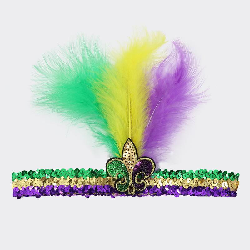 Carnival headwear masquerade party sequin headband feather hair accessories headband
