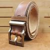 Men's Retro Hand-Stitched Washed Leather Belt - 100% Top Layer Cowhide, Business Casual, Creative Design