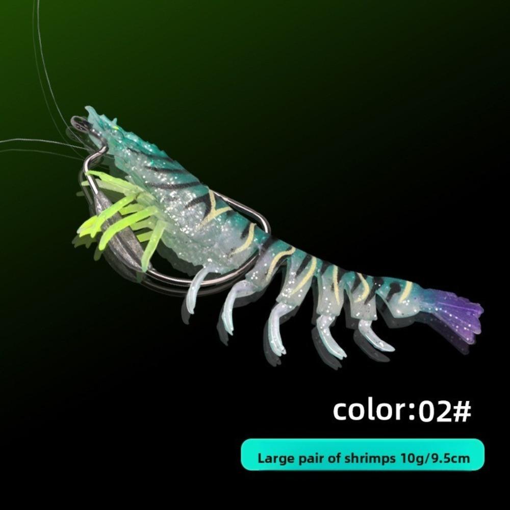 

9.5cm Length TPE Shrimp Fishing Lures Pre-rigged Fishing Jigs Bass Fishing 2#