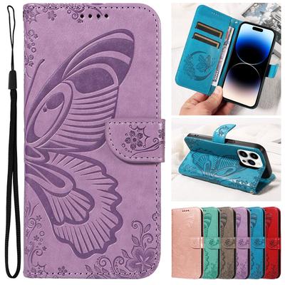 Mode Fjäril Läder Fodral med Lock för Xiaomi 14 Pro 13 Ultra 13T 12T Pro Mi14 13 Lite 13Pro Kortplats Mjukt Telefon Skyddande Cover