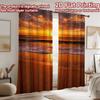 2D flat printing 2pcs Curtain Party Window Curtains Golden Beach Sunset Digital Printed Polyester Drapes Birthday Party Perfect