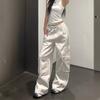 American Vibe Heavy Industry Design White Tooling Jeans Women's Autumn and Winter High Waist Loose and Thin Wide Leg Floor Pants