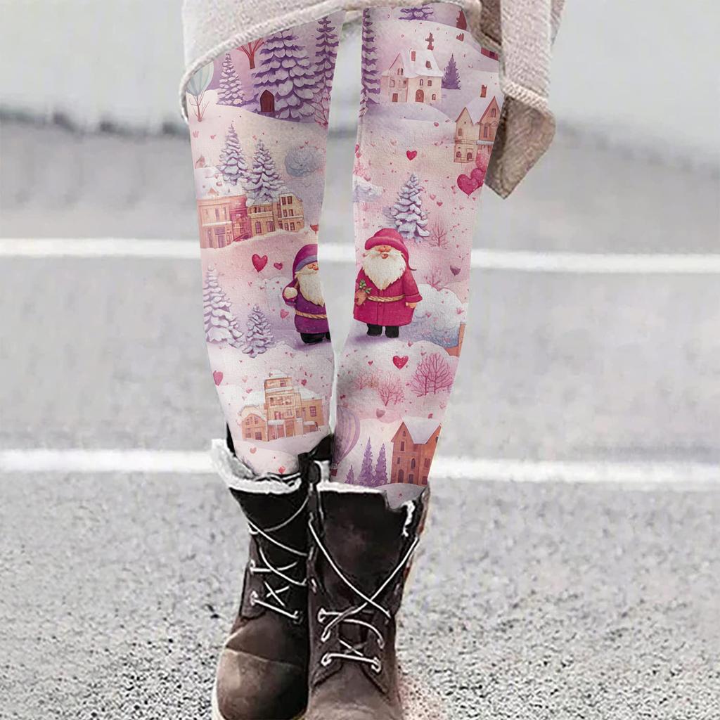 Women's Christmas Print Slim Fit Elastic Yoga Casual Pants