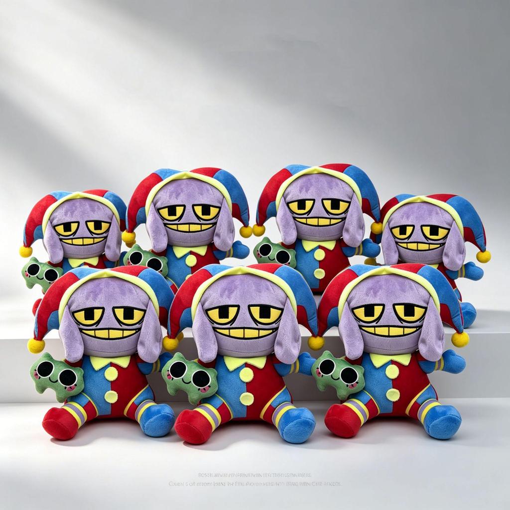 Circus Style Frog & Clown Stuffed Plush Doll, Soft Short Plush Decor Toy