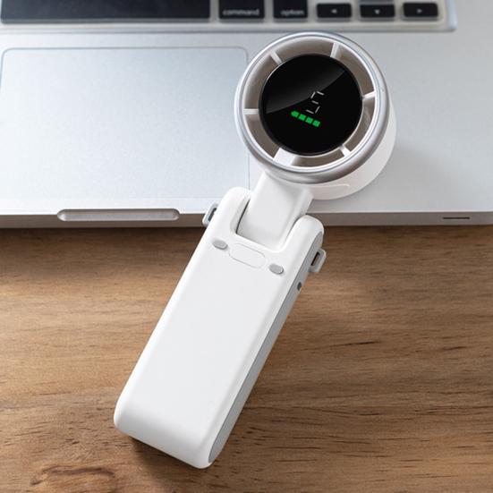 Personal Cooling Fan Digital Display Strong Airflow Low Noise Hand-held Folding High-speed Turbo Fan Hanging Neck Fan
